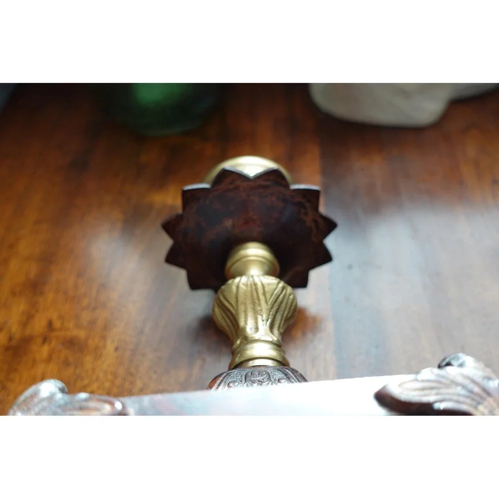 Vintage‎ Ornate Brass Cast Iron Candle Holder Claw Foot Victorian Gothic 9in